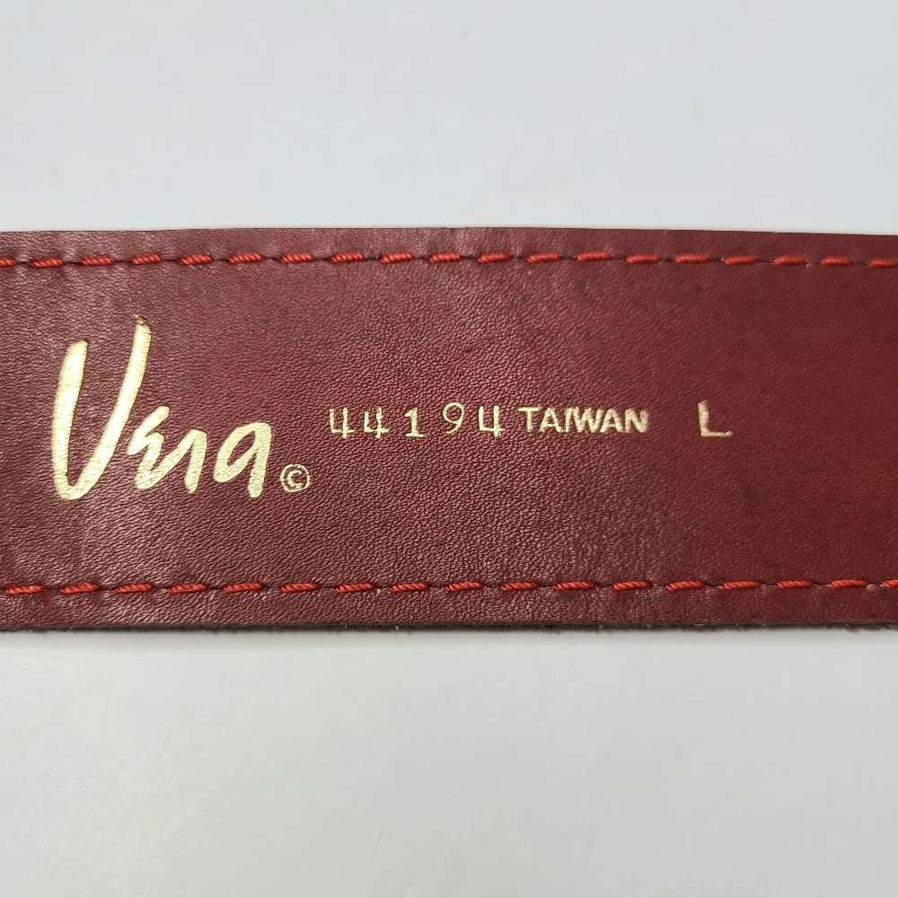 Vera Neumann Red White Graphic Wide Genuine Leather Vintage Belt
